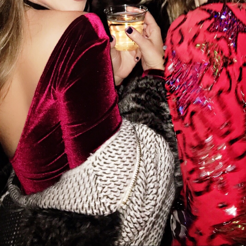 Red velvet dress